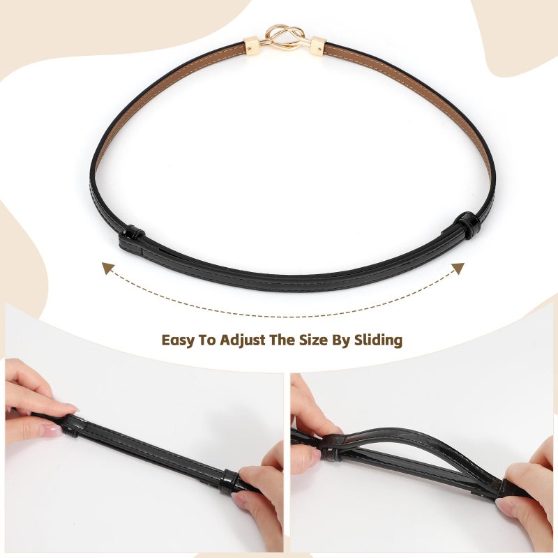 JASGOOD Leather Skinny Women Belt Ladies Thin Waist Belts Plus Size Adjustable for Jeans Pants Dresses with Metal Buckle - Image 3